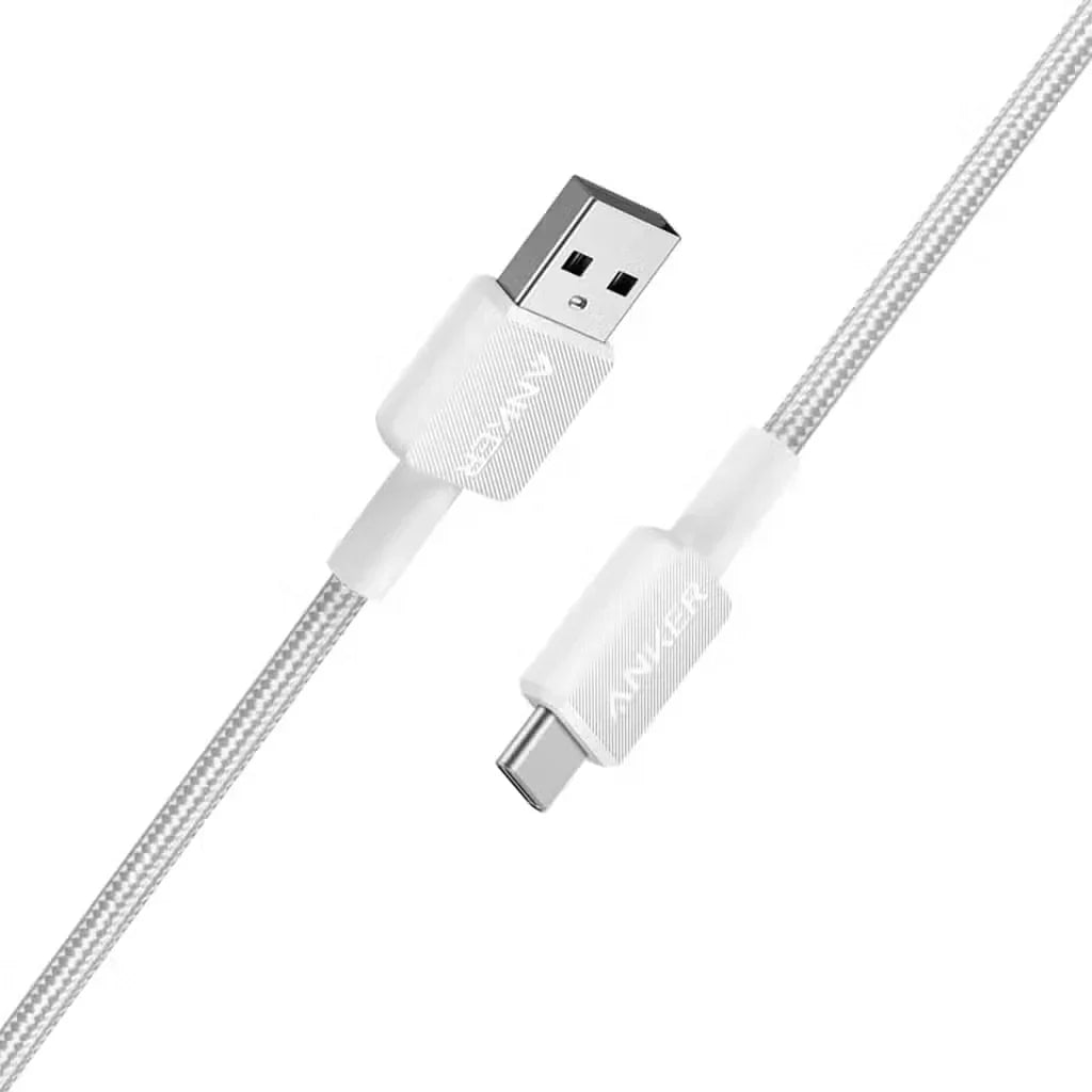 كابل Anker 322 مضفر من USB-A إلى USB-C (1.8 متر/6 قدم) - أبيض
