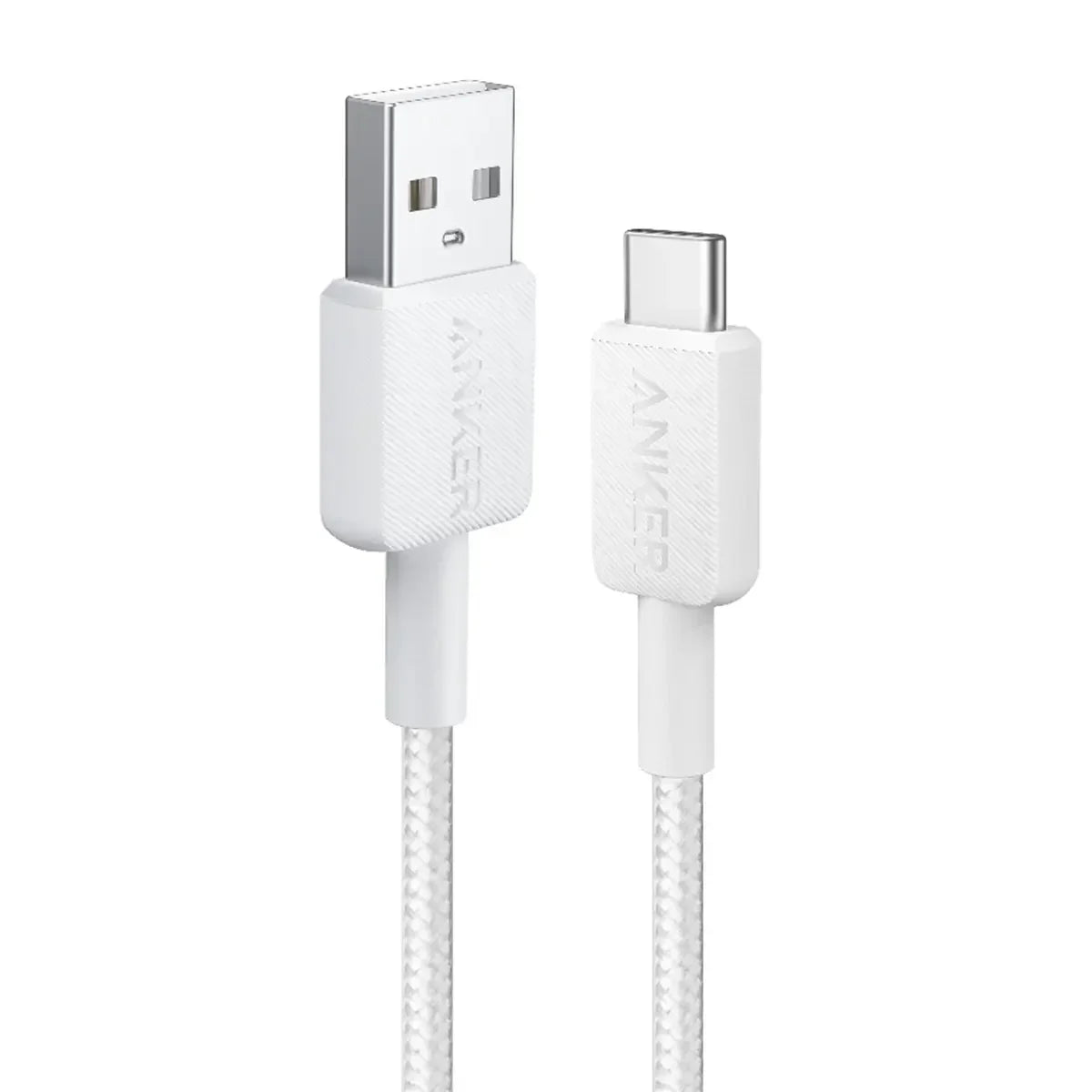 كابل Anker 322 مضفر من USB-A إلى USB-C (1.8 متر/6 قدم) - أبيض