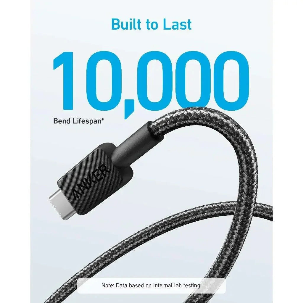 Anker 322 كابل USB-A إلى USB-C مضفّر (0.9 متر/3 قدم) - أبيض