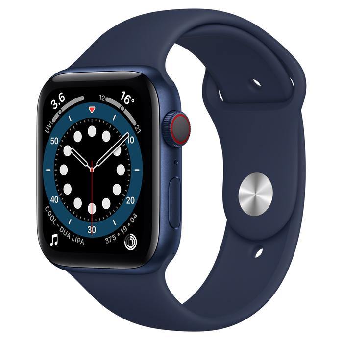 Apple Watch Series 6 GPS + Cellular, 40mm Blue Aluminum Case with Deep Navy Sport Band - the1kw