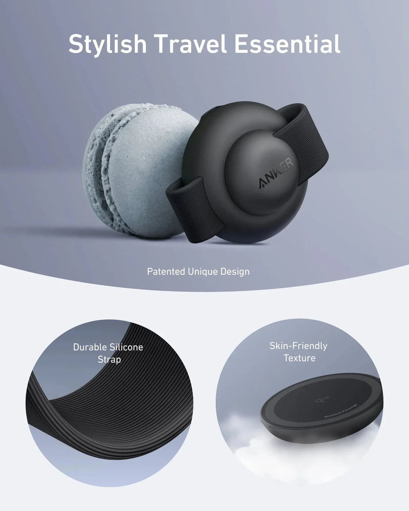 Anker MagGo Wireless Charging Station (3-in-1, Foldable Pad) with Adapter and Cable -Black