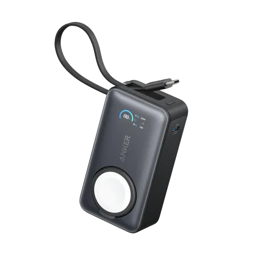باور بانك أنكر ماج جو (10 آلاف مللي أمبير، 35 واط، لساعة أبل، مع منفذ USB-C مدمج) - أسود
