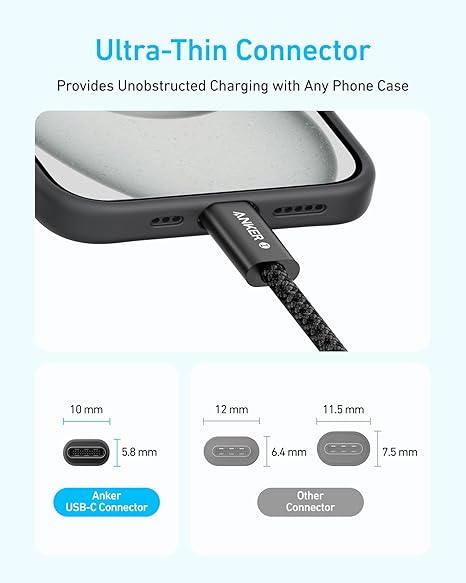 كابل أنكر زولو USB-C إلى USB-C بقوة 240 واط (1.8 متر/6 قدم) - أبيض