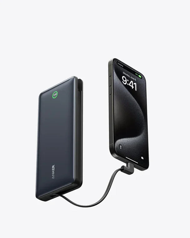 أنكر نانو باور بانك 20K، 30 واط، كابل USB-C مدمج - أسود
