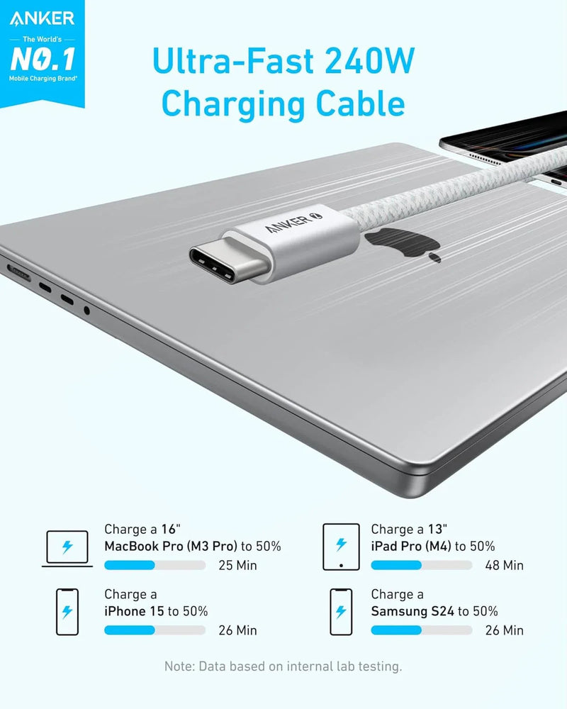 Anker Zolo Cable USB-C to USB-C 240W (0.9m/3ft) -White