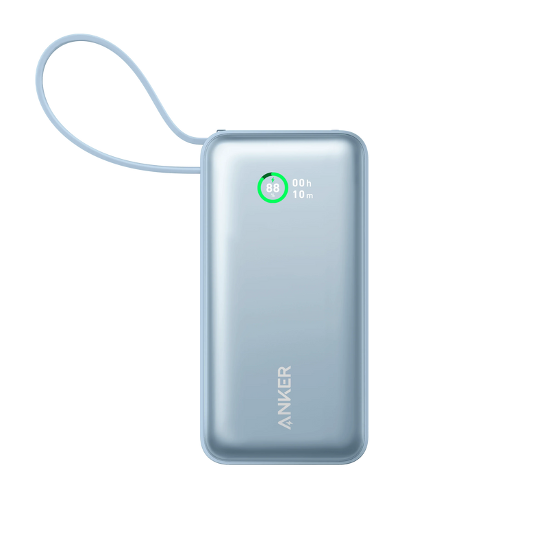 Anker Nano Power Bank (30W, Built-In USB-C Cable) 10000 -Blue - Anker Kuwait