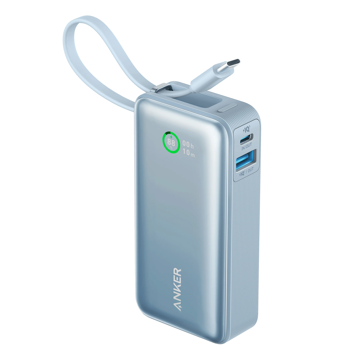 Anker Nano Power Bank (30W, Built-In USB-C Cable) 10000 -Blue - Anker Kuwait