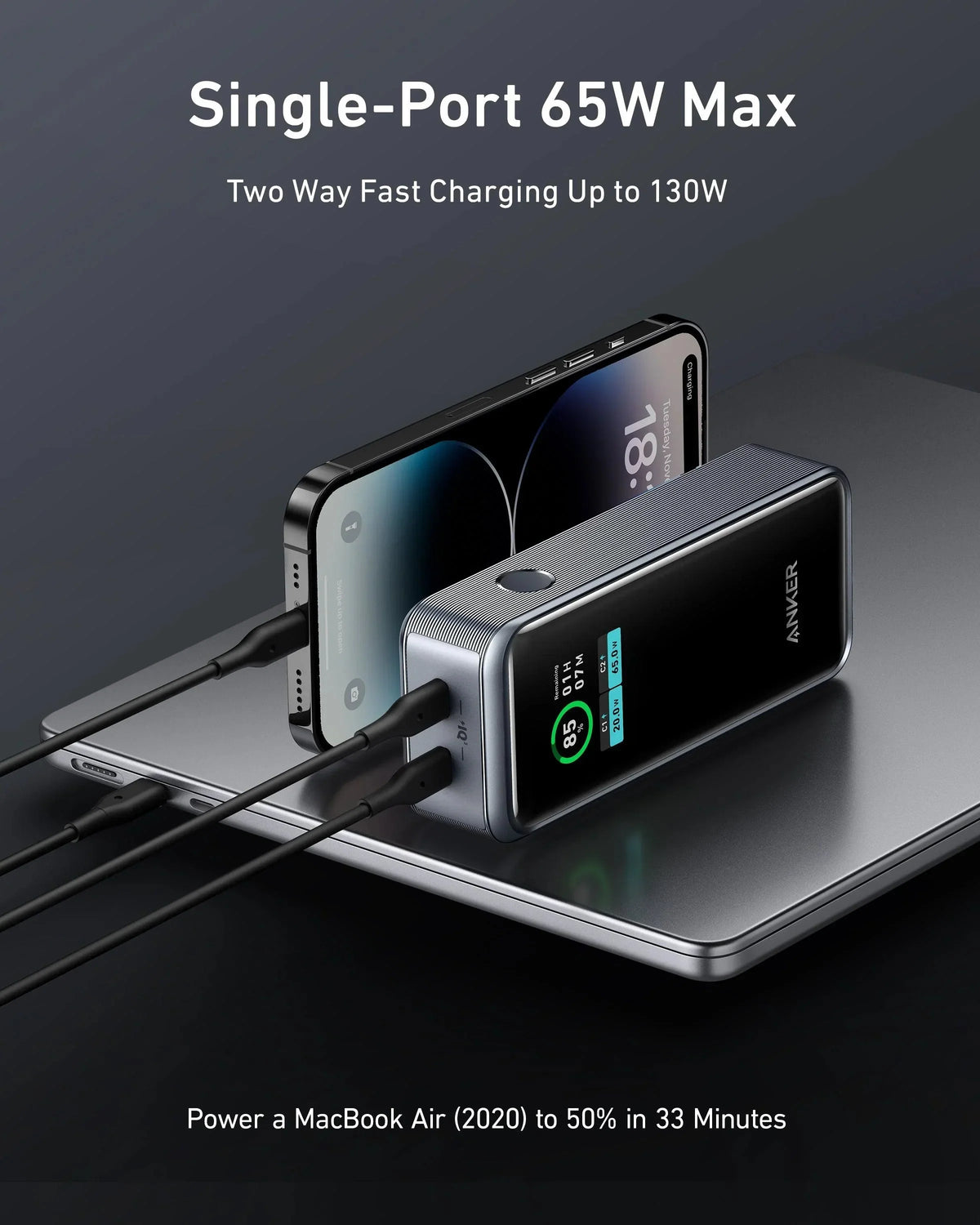 Anker 723 Power Bank(Powre Core 12K) 130W (2C) -Black - Anker Kuwait