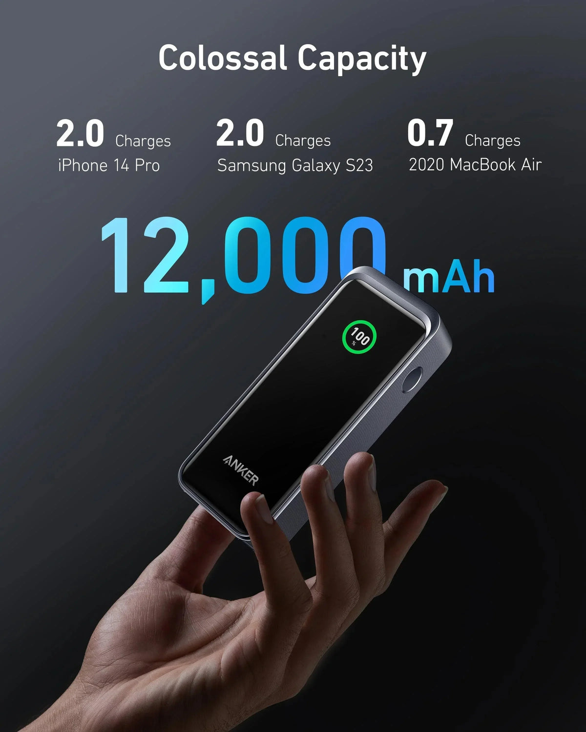 Anker 723 Power Bank(Powre Core 12K) 130W (2C) -Black - Anker Kuwait