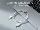 Anker 322 USB-A to USB-C Cable Braided (0.9m/3ft) -White