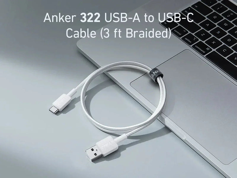 Anker 322 USB-A to USB-C Cable Braided (0.9m/3ft) -White