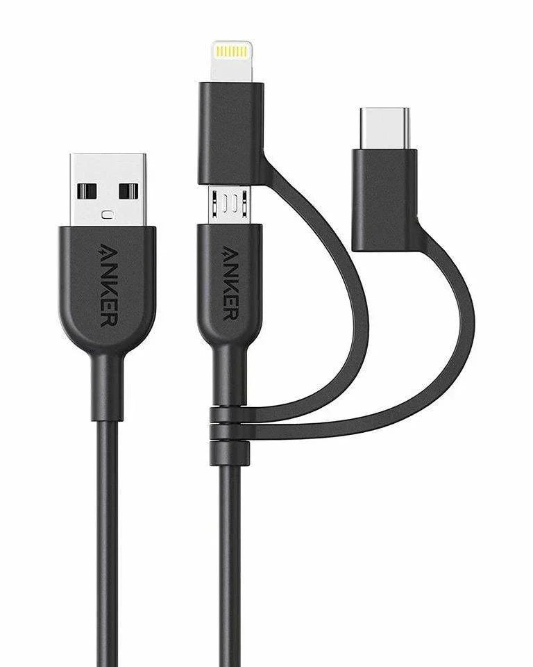 Anker 3 in 1 PowerLine II (0.9m) C89 - Black - Anker Kuwait