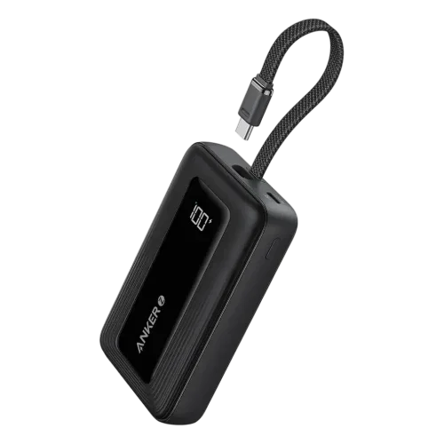 أنكر زولو باور بانك (10K، 30W، مع كيبل USB-C مدمج) - أسود