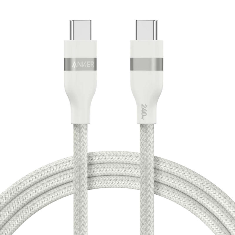 Anker USB-C to USB-C Cable 240W (Upcycled-Braided) (0.9m/3ft) -White