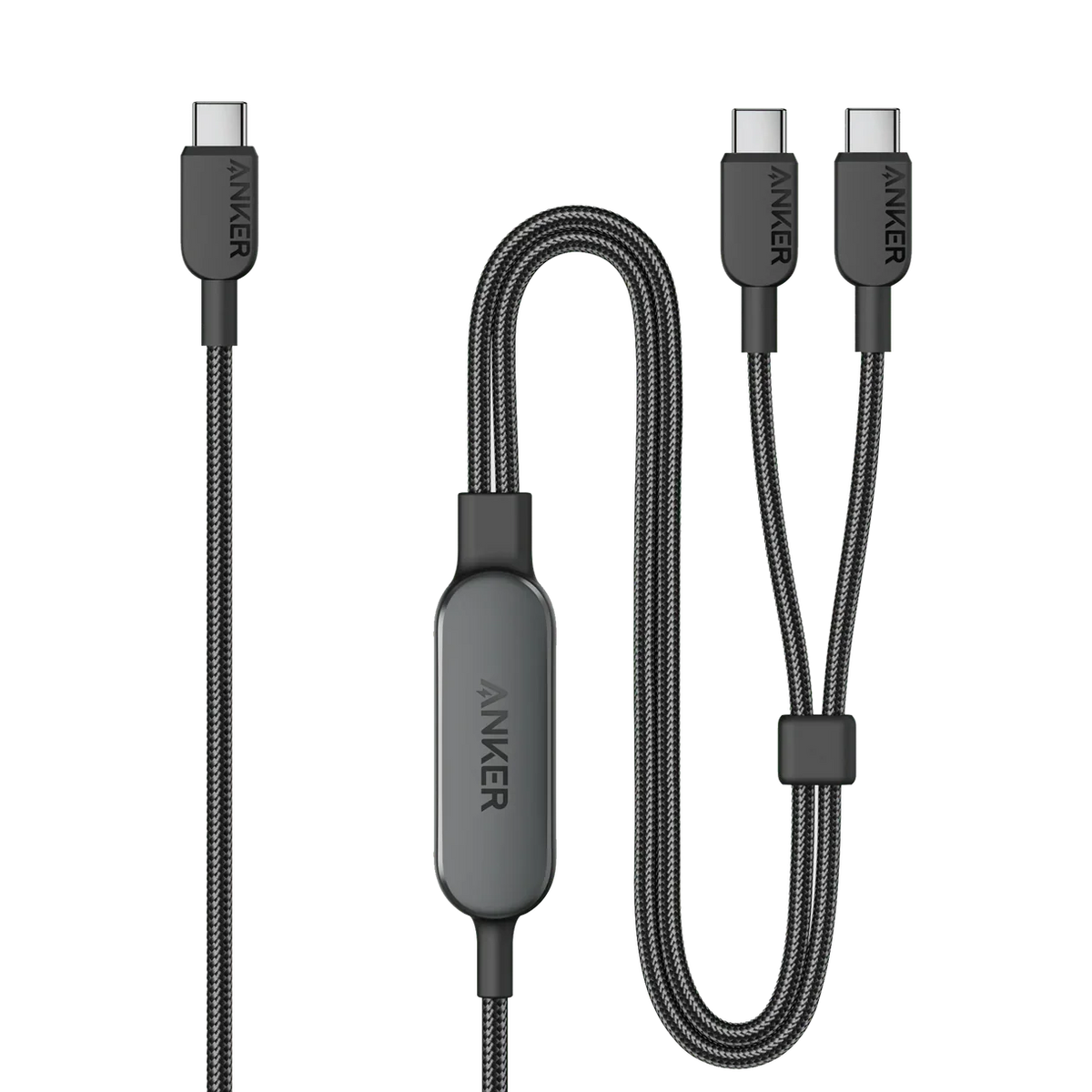 كابل Anker 2 في 1 USB-C إلى USB-C (4 قدم، 140 واط) - أسود