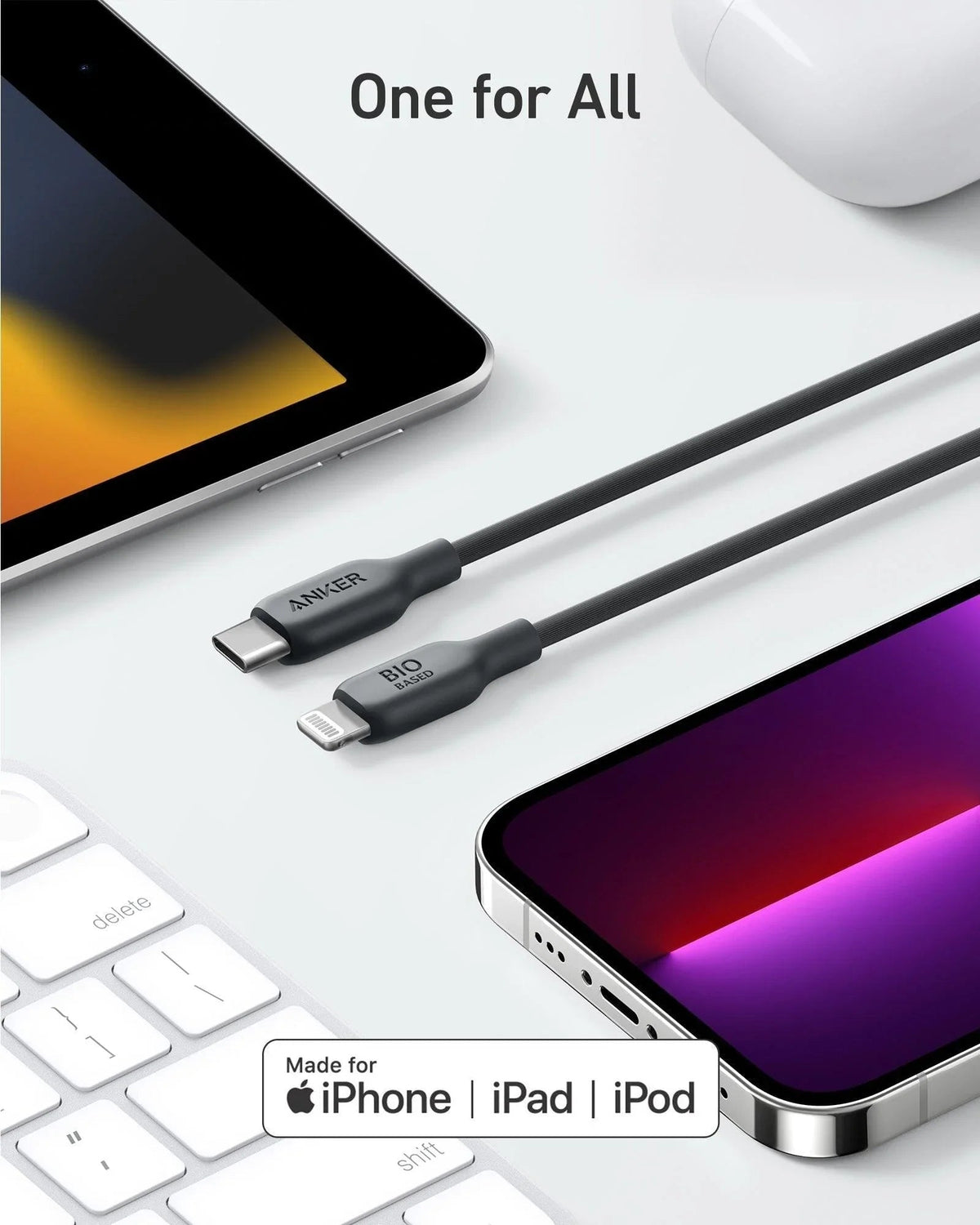 Anker PowerLine 542 USB-C to Lightning (Bio-Based) (1.8m/6ft) -Black - Anker Kuwait