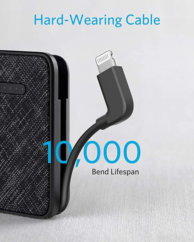 Anker PowerCore+ Metro 10000 with built-in Lightning Cable -Black Fabric - Anker Kuwait