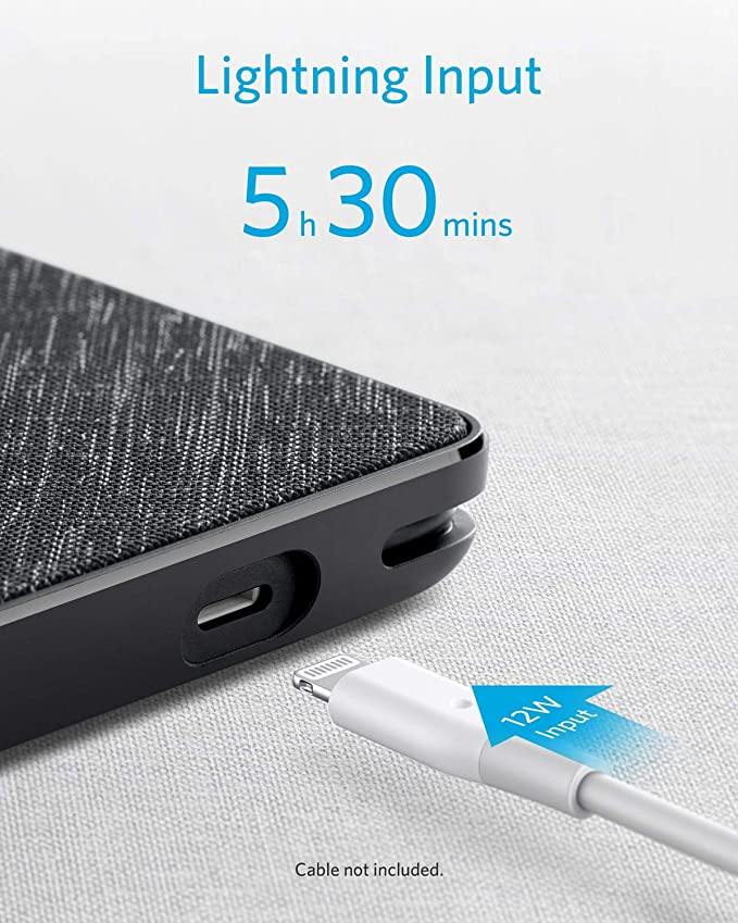 Anker PowerCore+ Metro 10000 with built-in Lightning Cable -Black Fabric - Anker Kuwait