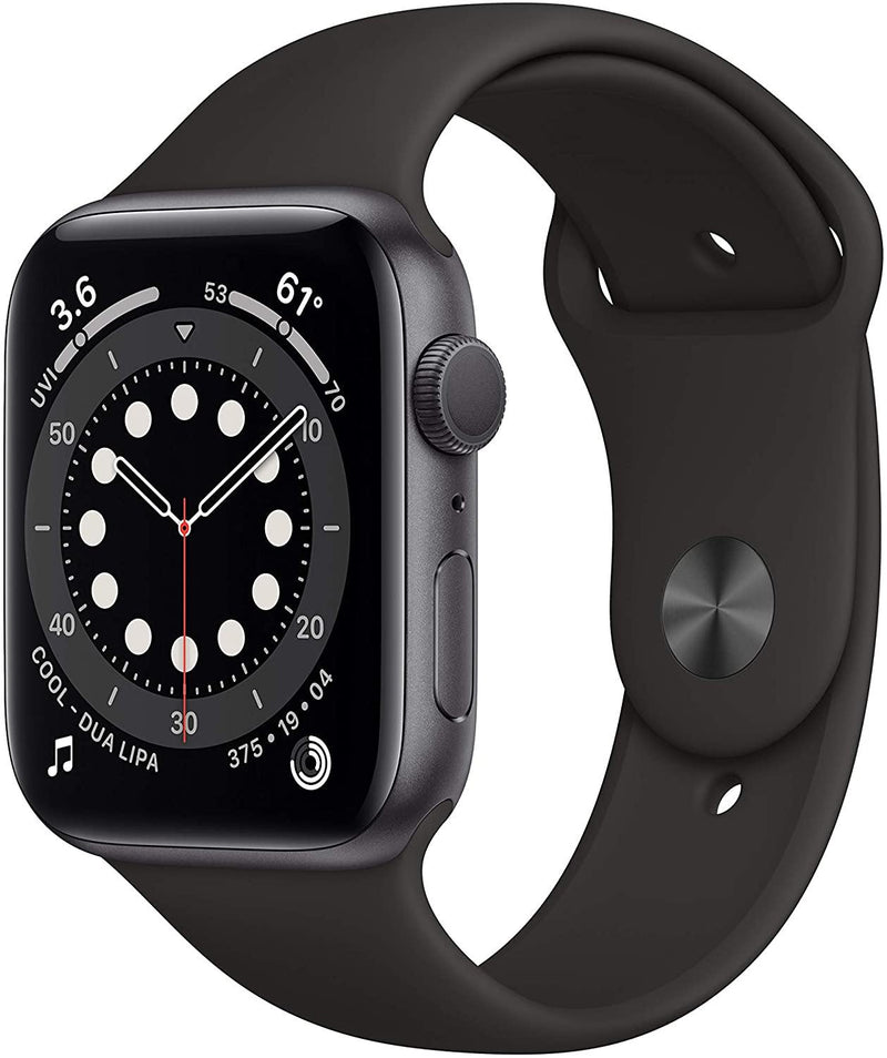 Apple Watch Series 6 GPS, 44MM Space Gray Aluminum Case with Black Sort Band - the1kw