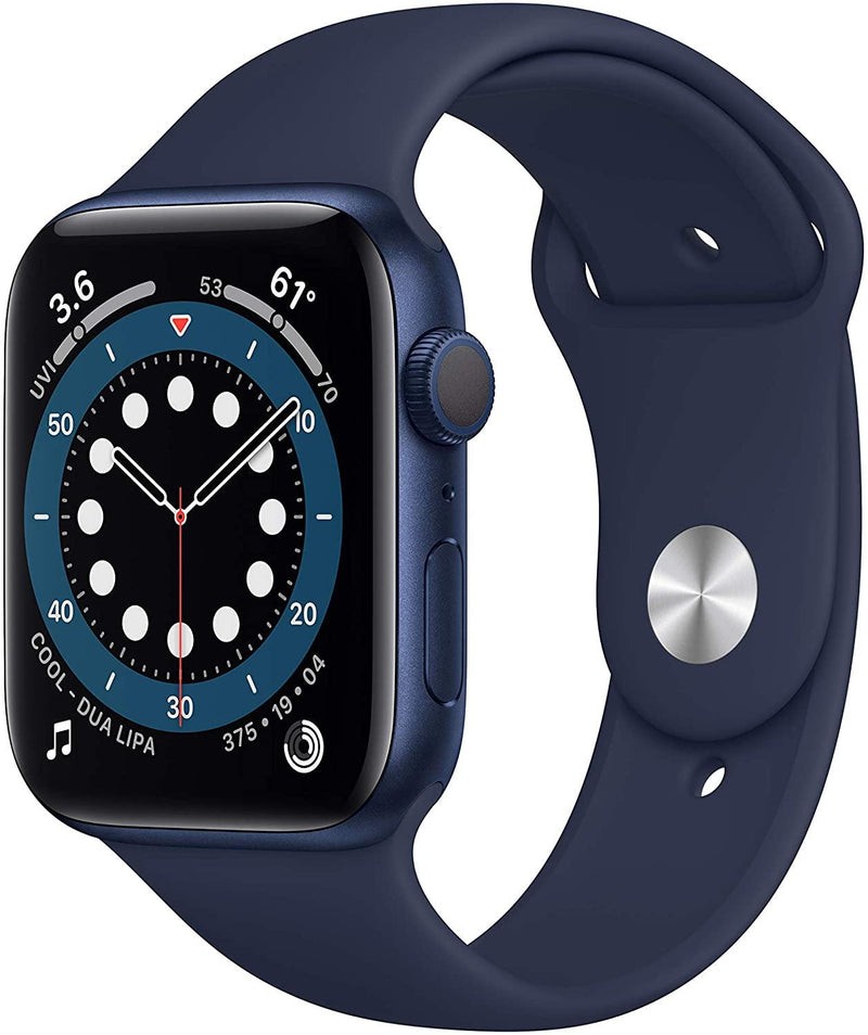 Apple Watch Series 6 GPS, 44mm Blue Aluminum Case with Deep Navy Sport Band - the1kw