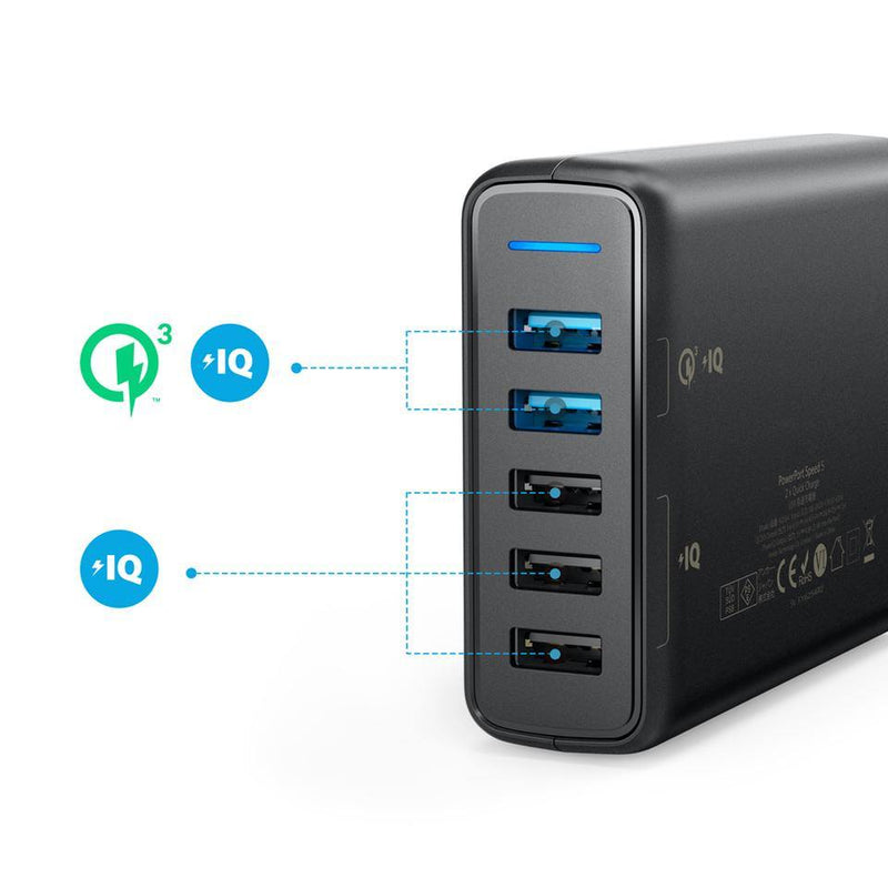 Anker PowerPort Speed 5 (Dual QC 3.0) -Black - Anker Kuwait