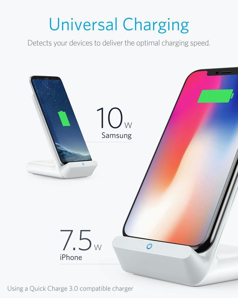 Anker PowerWave 7.5W Stand Wireless Charger-White - Anker Kuwait