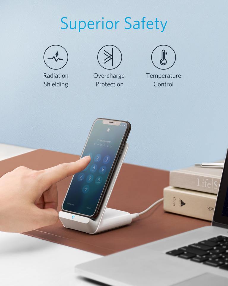 Anker PowerWave 7.5W Stand Wireless Charger-White - Anker Kuwait