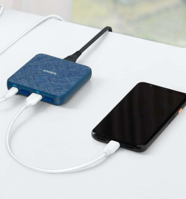 Anker PowerPort Atom III Slim 4 منافذ 65 واط (PIQ3) - قماش أزرق