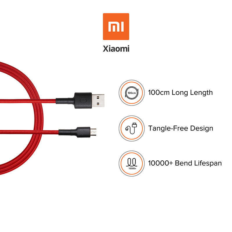 كابل شاومي مي مجدول USB-C بطول 100 سم (أحمر)