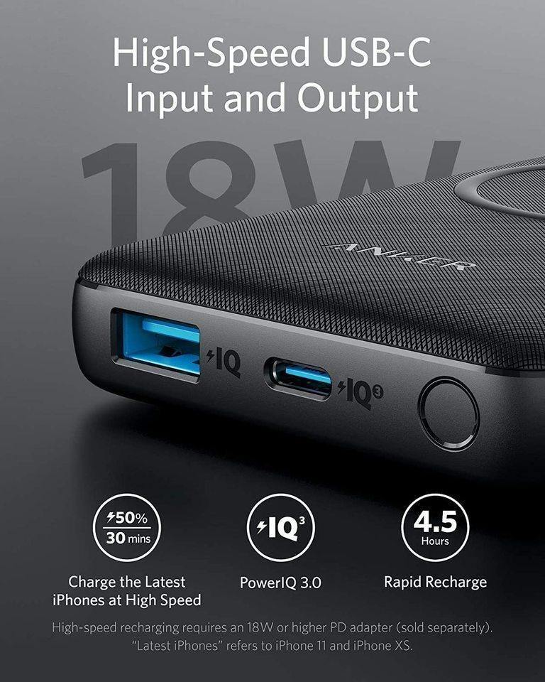 Anker PowerCore III Sense 10K Wireless -Black Fabric - the1kw