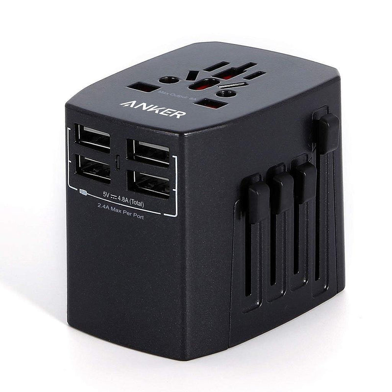 Anker Universal Travel Adapter with 4 USB Ports -Black - Anker Kuwait