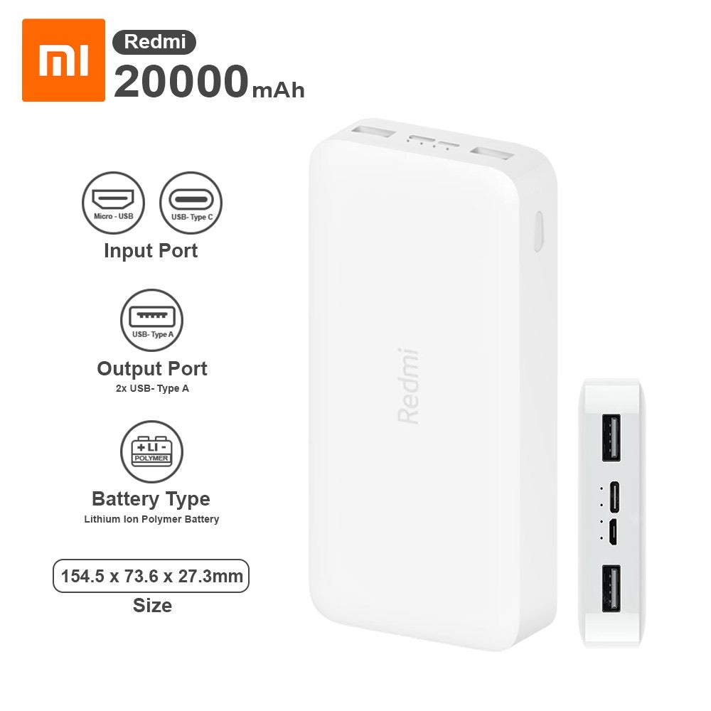 Xiaomi Redmi  Power bank 20000mAh 18W Fast Charger - White
