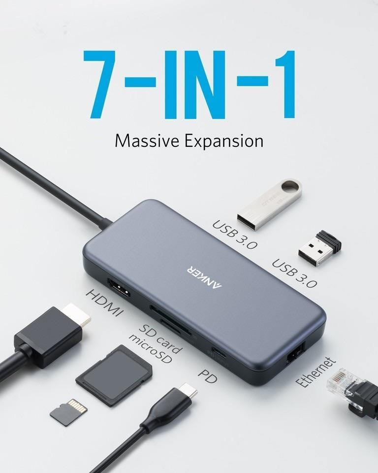 PowerExpand+ 7-in-1 USB-C PD Ethernet Hub - Anker Kuwait